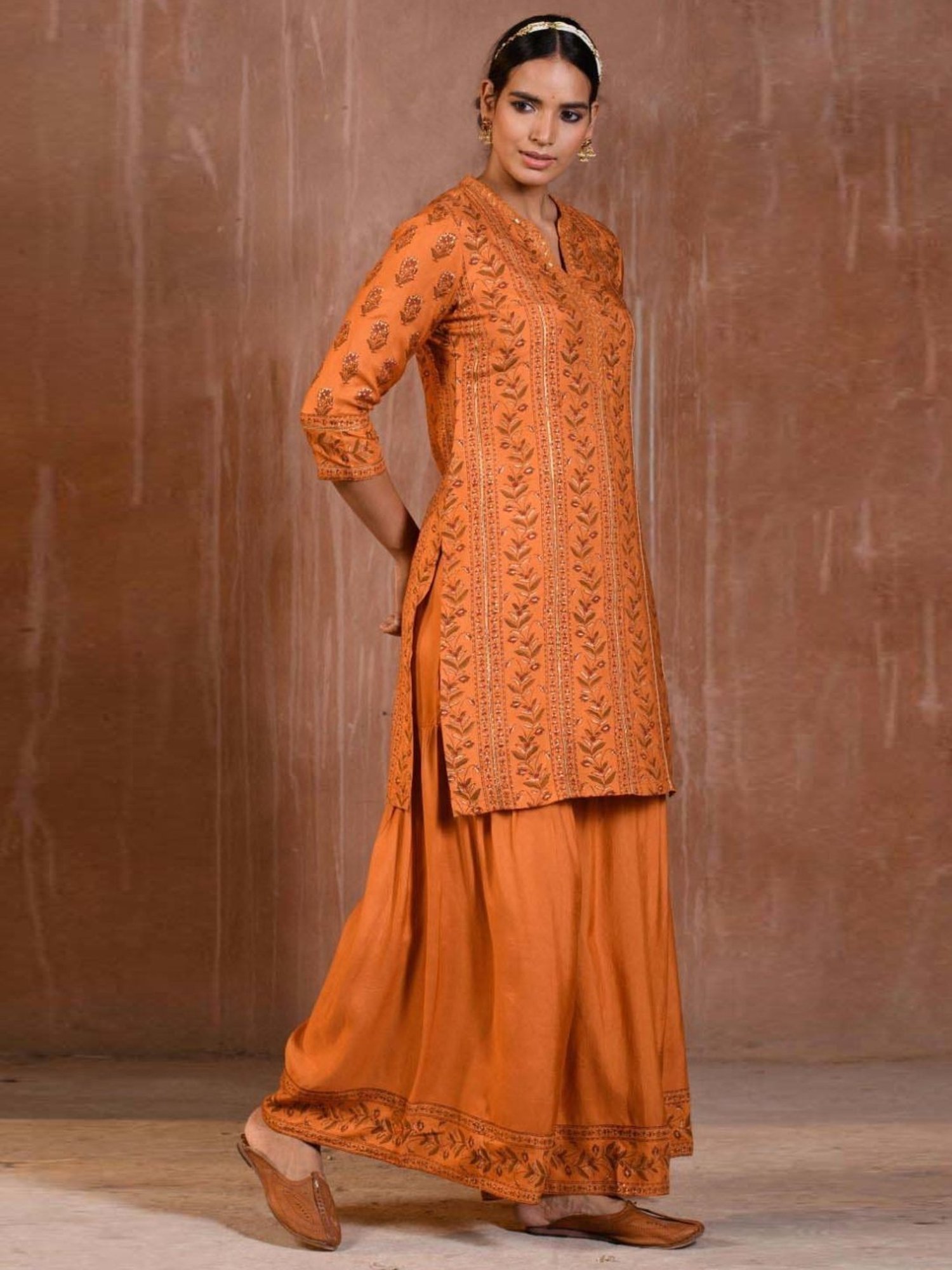 Prakriti Jaipur Orange Chaashini Vani Kurta
