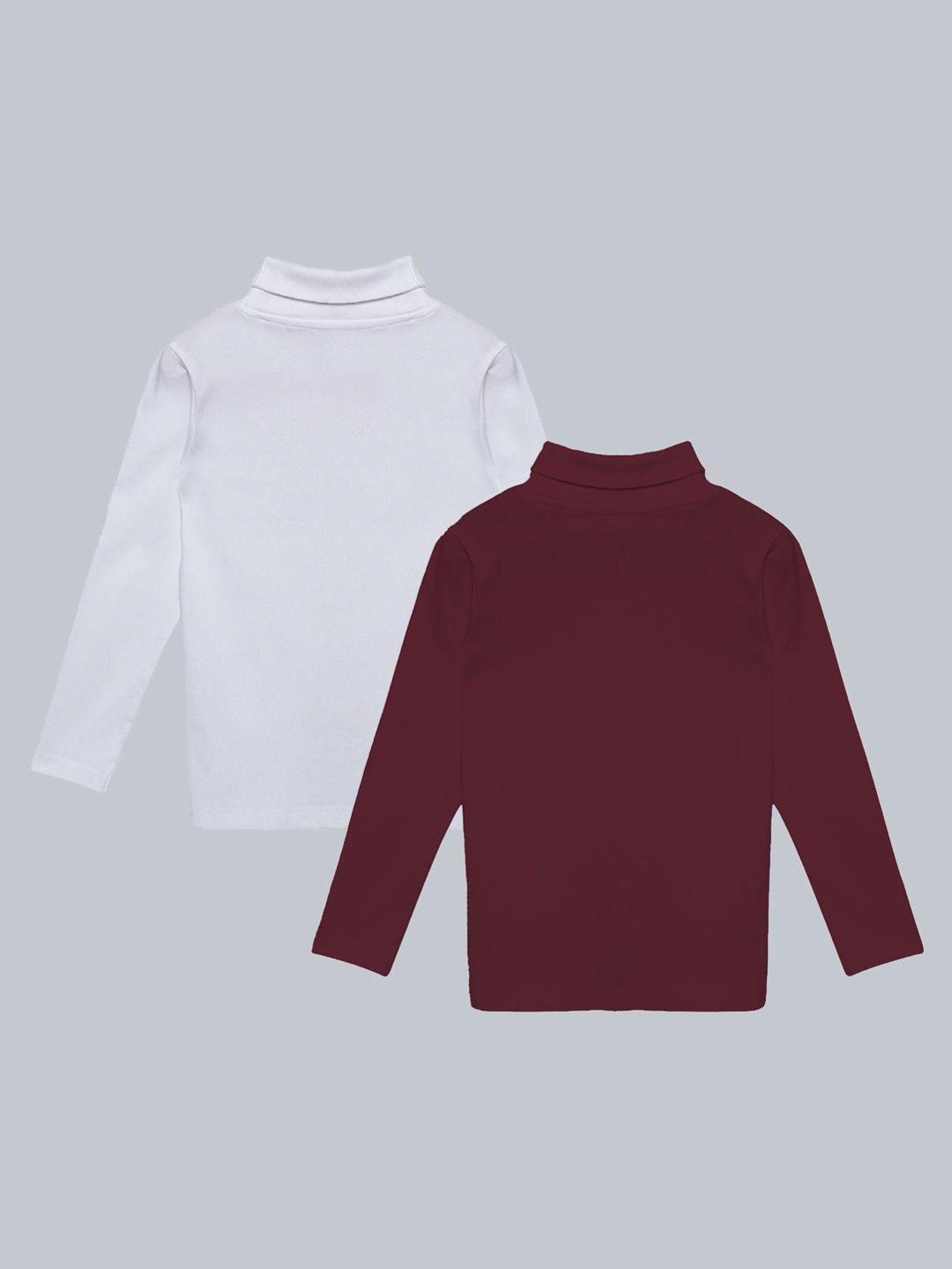 Kiddopanti Unisex Wine & White Solid Full Sleeves T-Shirt (Pack Of 2)