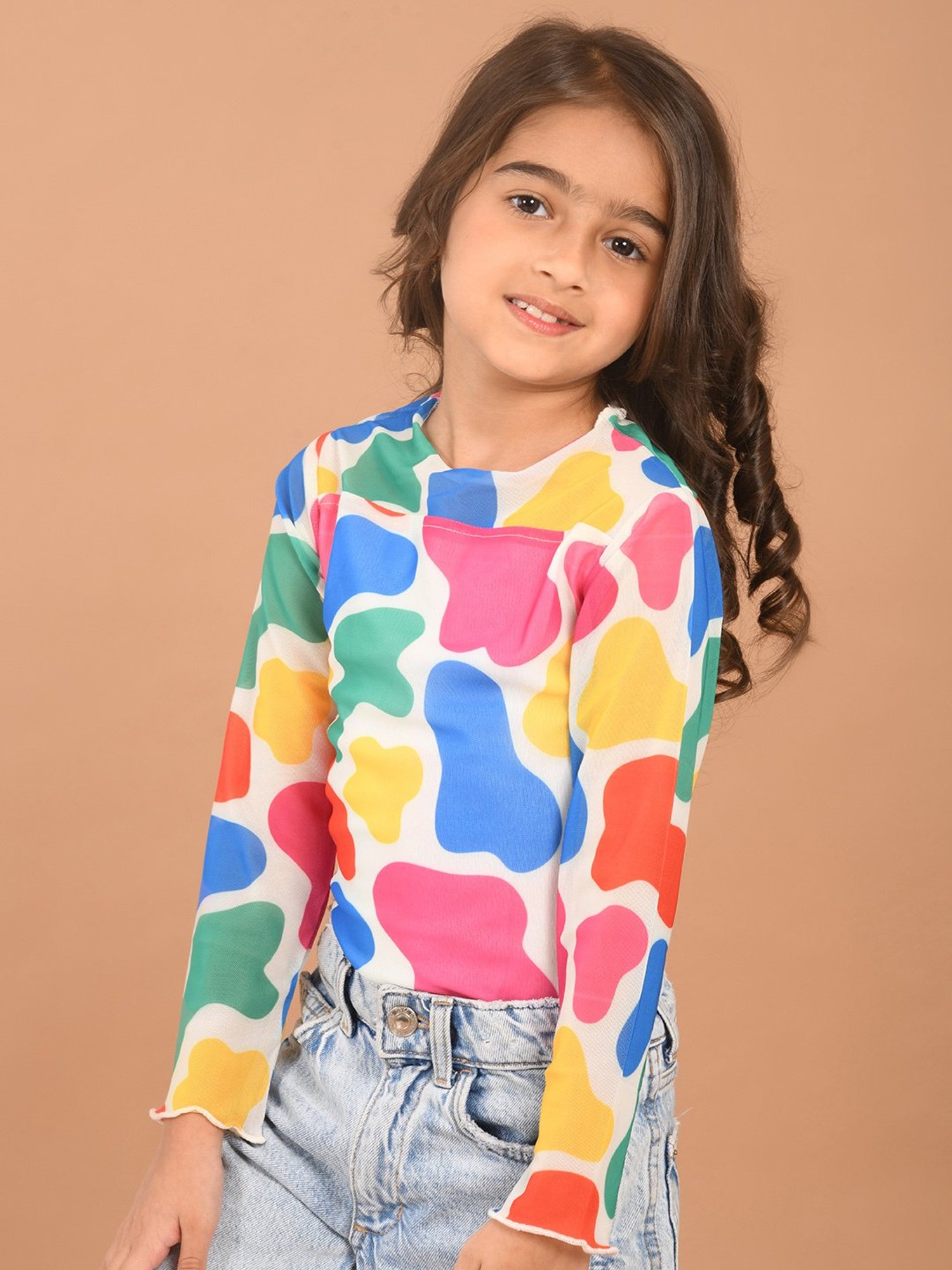 LilPicks Kids Multicolor Printed Full Sleeves Top