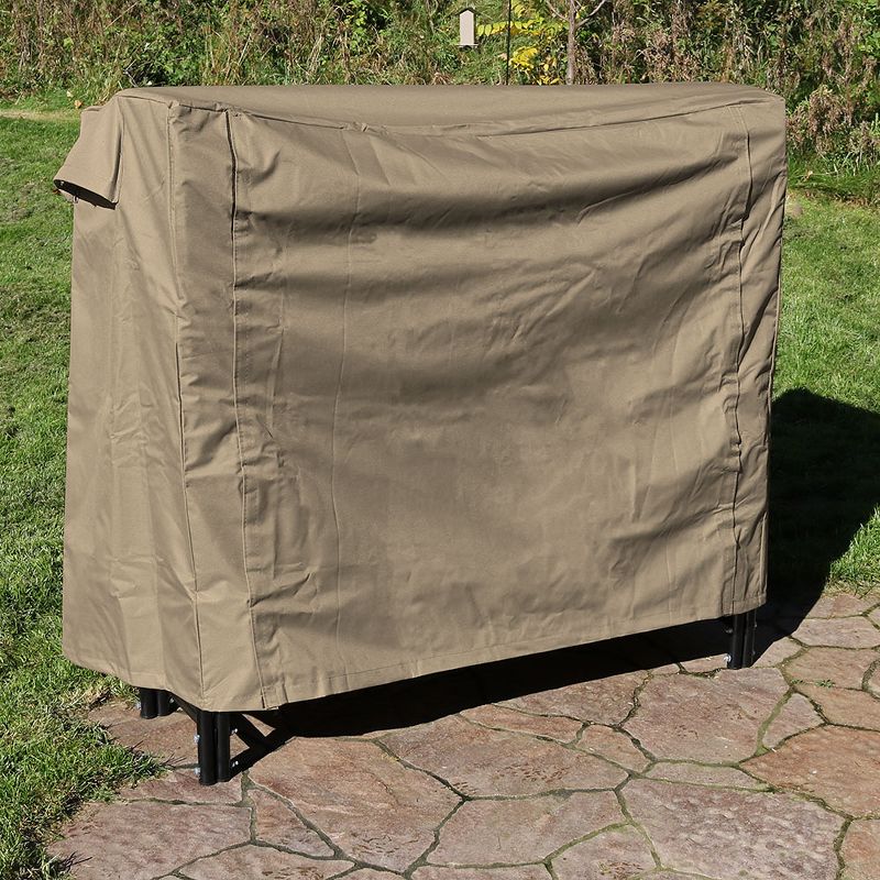 Sunnydaze Outdoor Weather-Resistant Heavy-Duty Durable Polyester with PVC Backing Firewood Log Rack Cover - 4' - Khaki