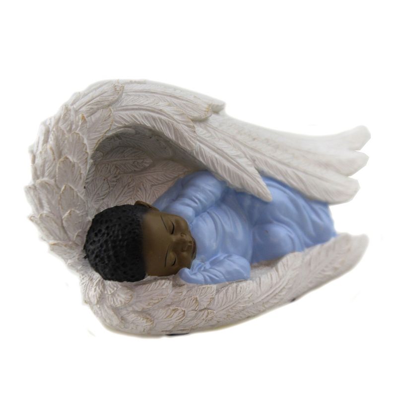 Black Art 3.5" Baby Boy Angle Wings Religious Heavenly Blue  -  Decorative Figurines