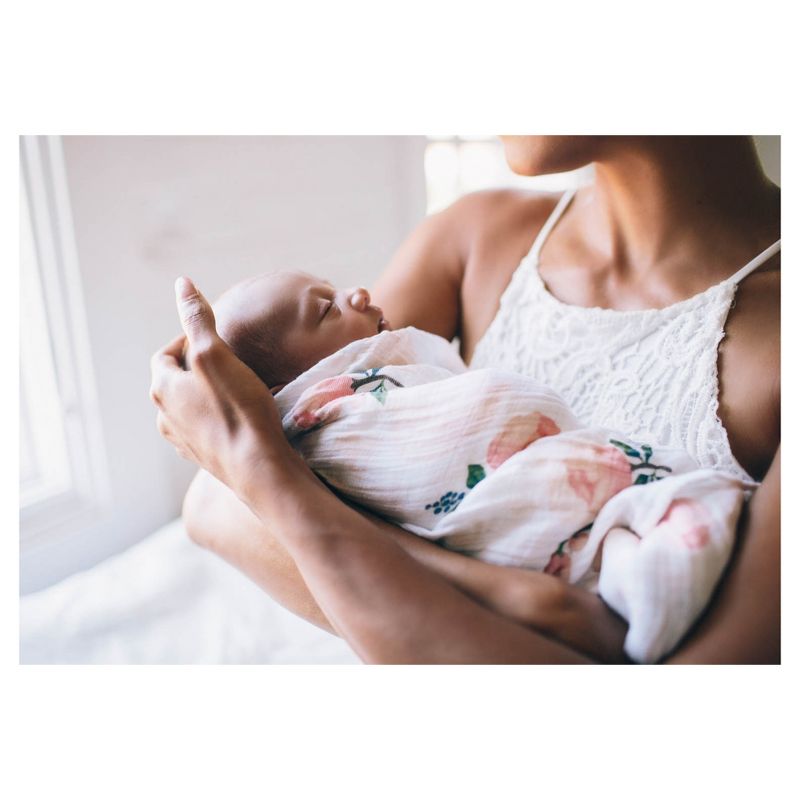 Little Unicorn Cotton Muslin Swaddle Blankets- Watercolor Roses