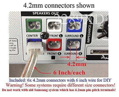 4.2mm Home Theater Speaker Wire Connectors(Plugs) for Select Sony Samsung Pioneer Toshiba etc. 6 PCs, 6 inch/Each;