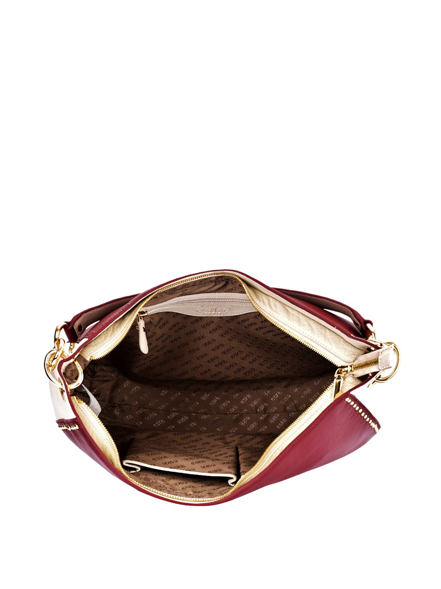 Eske Emma Wine & Vanilla Rivets Medium Hobo Shoulder Handbag