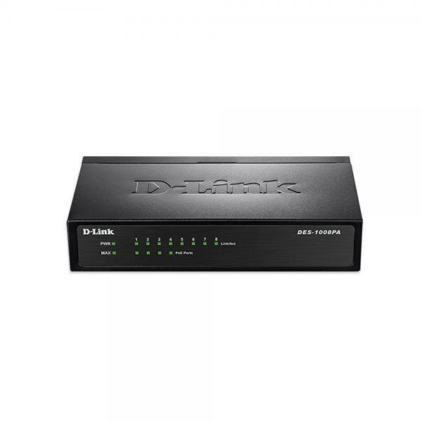 D-Link 8 Port 10/100 Unmanaged Desktop Switch with four PoE Ports (DES-1008PA)