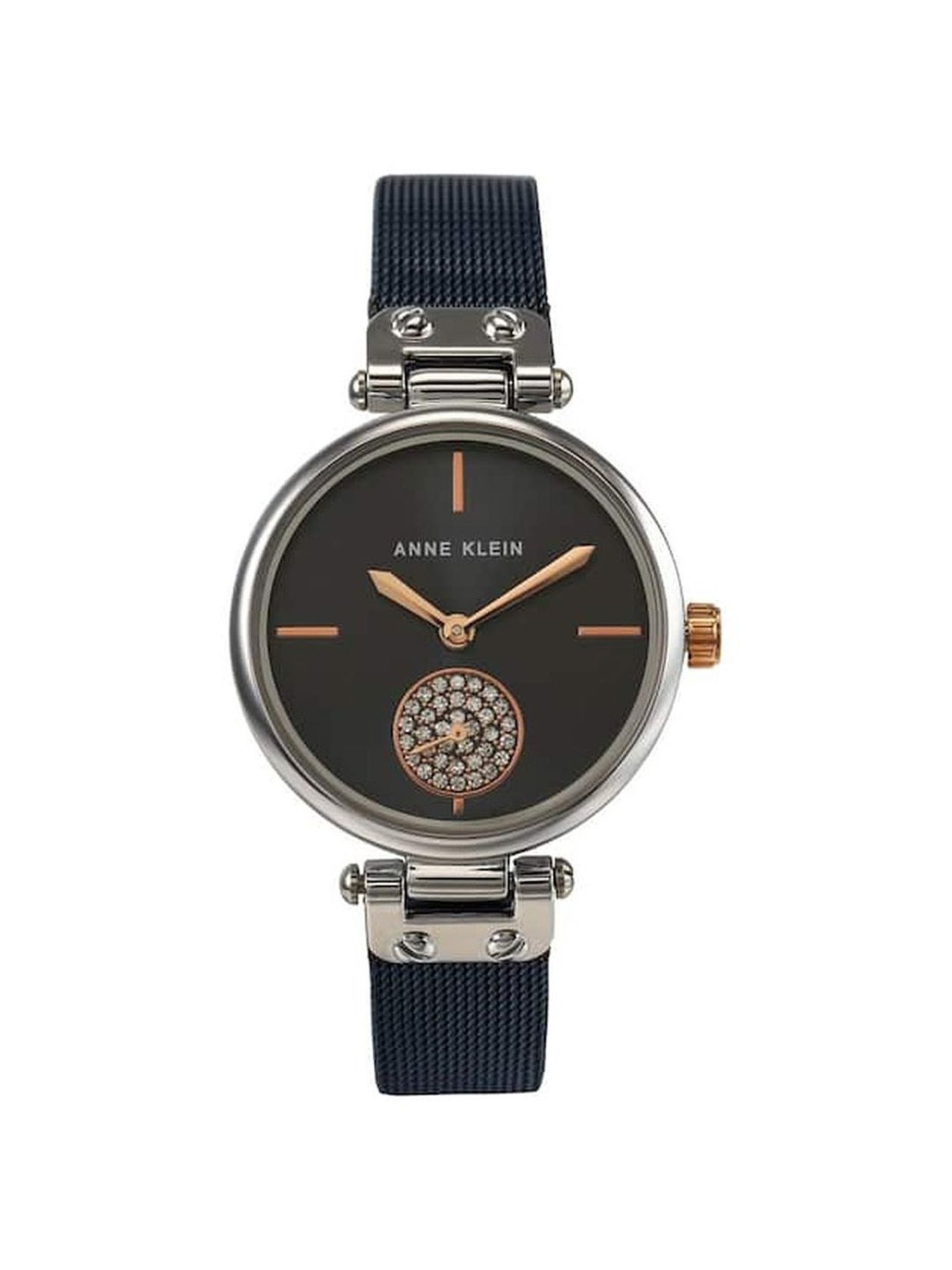 Anne Klein NEAK3001BLRT Crystals Analog Watch for Women