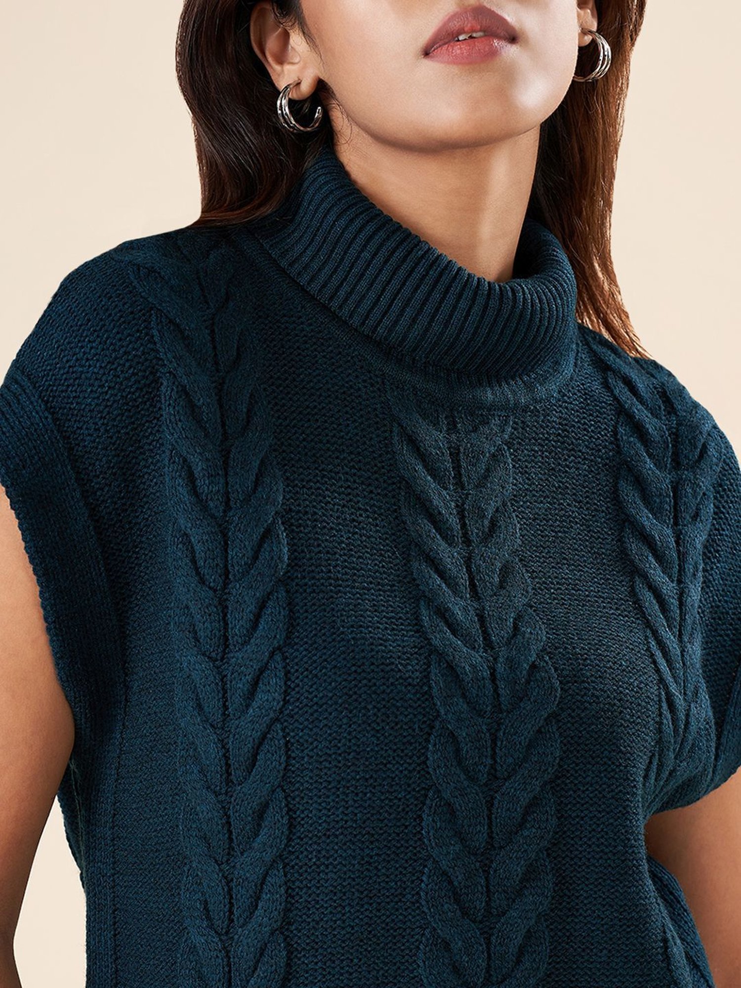 Akkriti by Pantaloons Blue Crochet Pattern Sweater