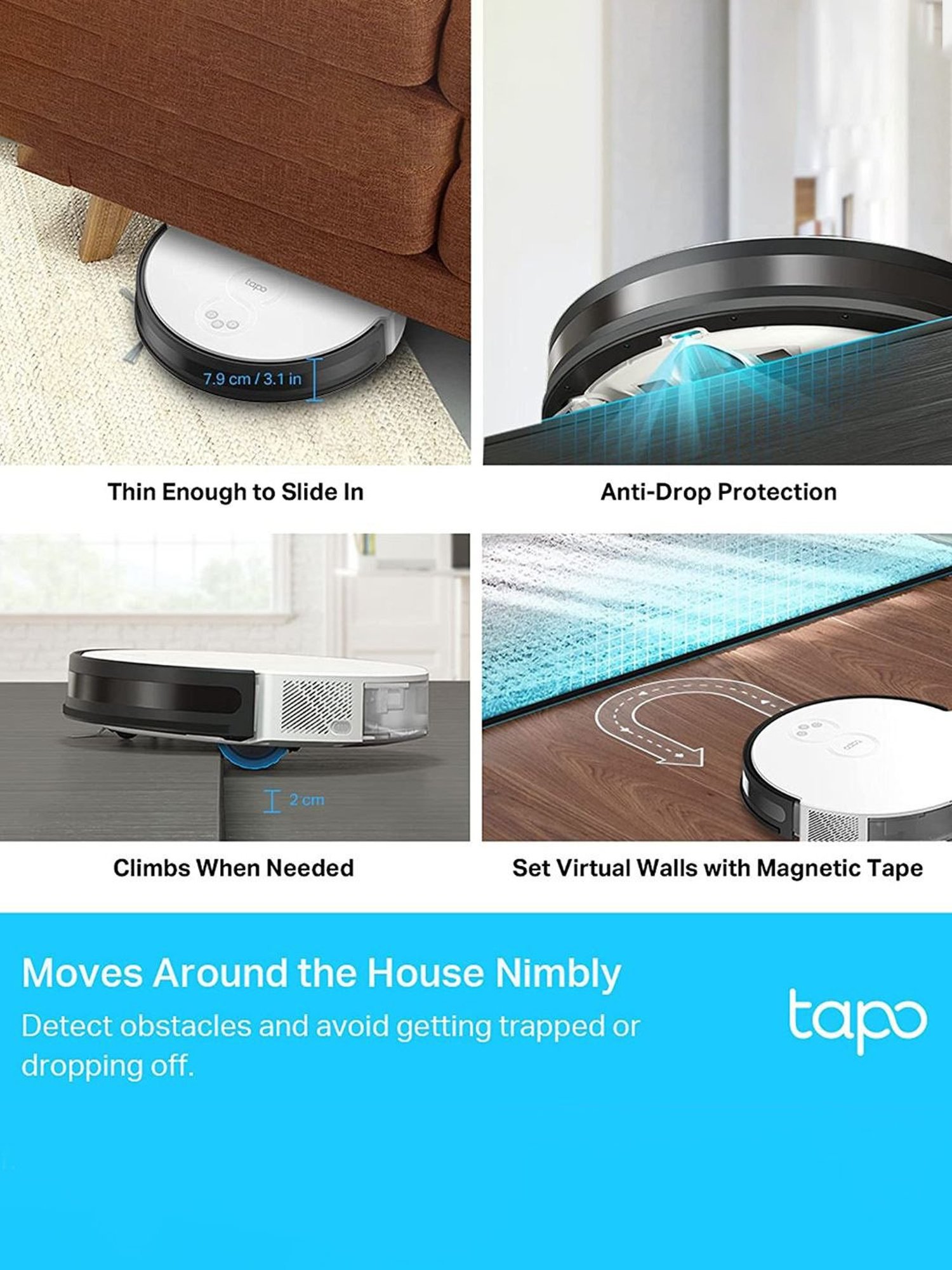 TP-Link Tapo RV10 2-in-1 Robotic Vacuum Cleaner & Mop (White)