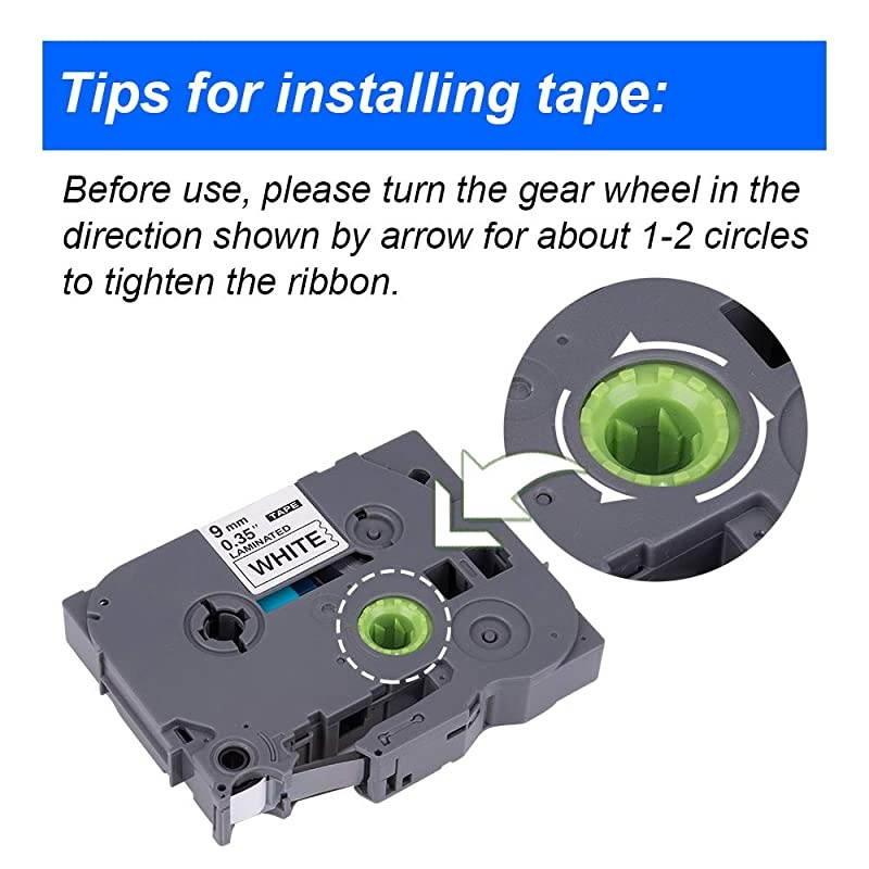 Compatible 9mm 035 Laminated White Tape Replace Brother Label Tape TZe221 TZe221 TZ221 TZ221 for PTouch PTD210 PTD200 PTH110 PTD400 PTD600 Label Maker 38 Inch Black on White