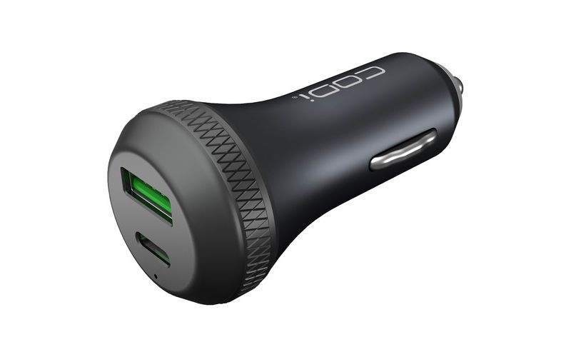 Codi Dual Car Charger with USB-C & Quick Charge 3.0 - 12 V DC, 24 V DC Input - 5 V DC/3 A, 9 V DC, 12 V DC Output
