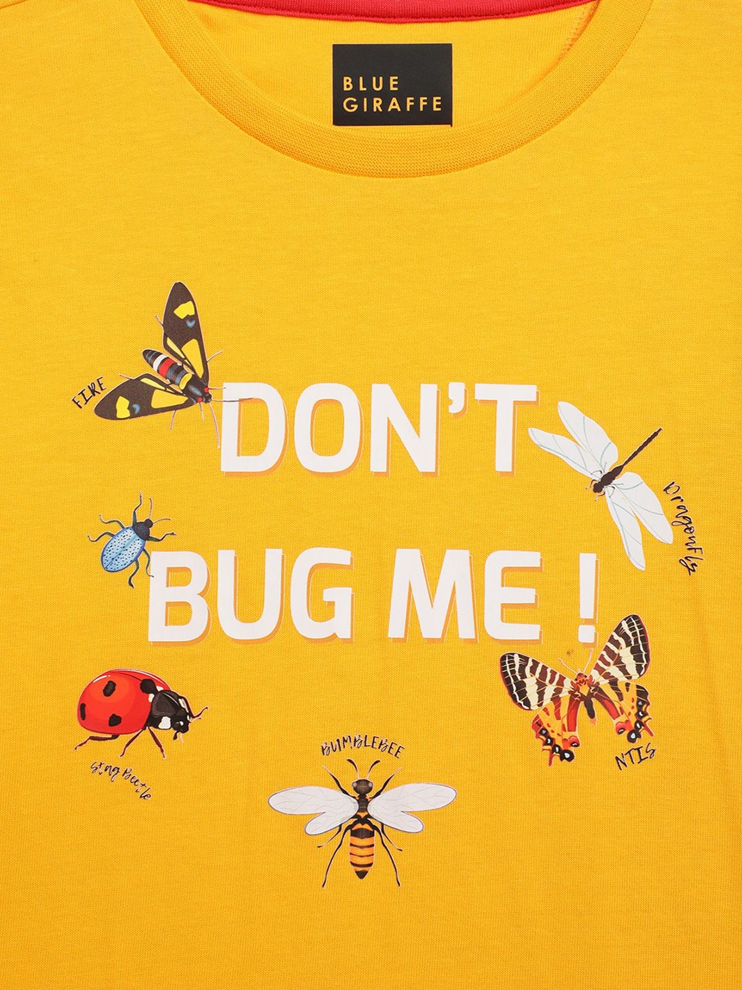 Blue Giraffe Kids Yellow Cotton Printed T-Shirt