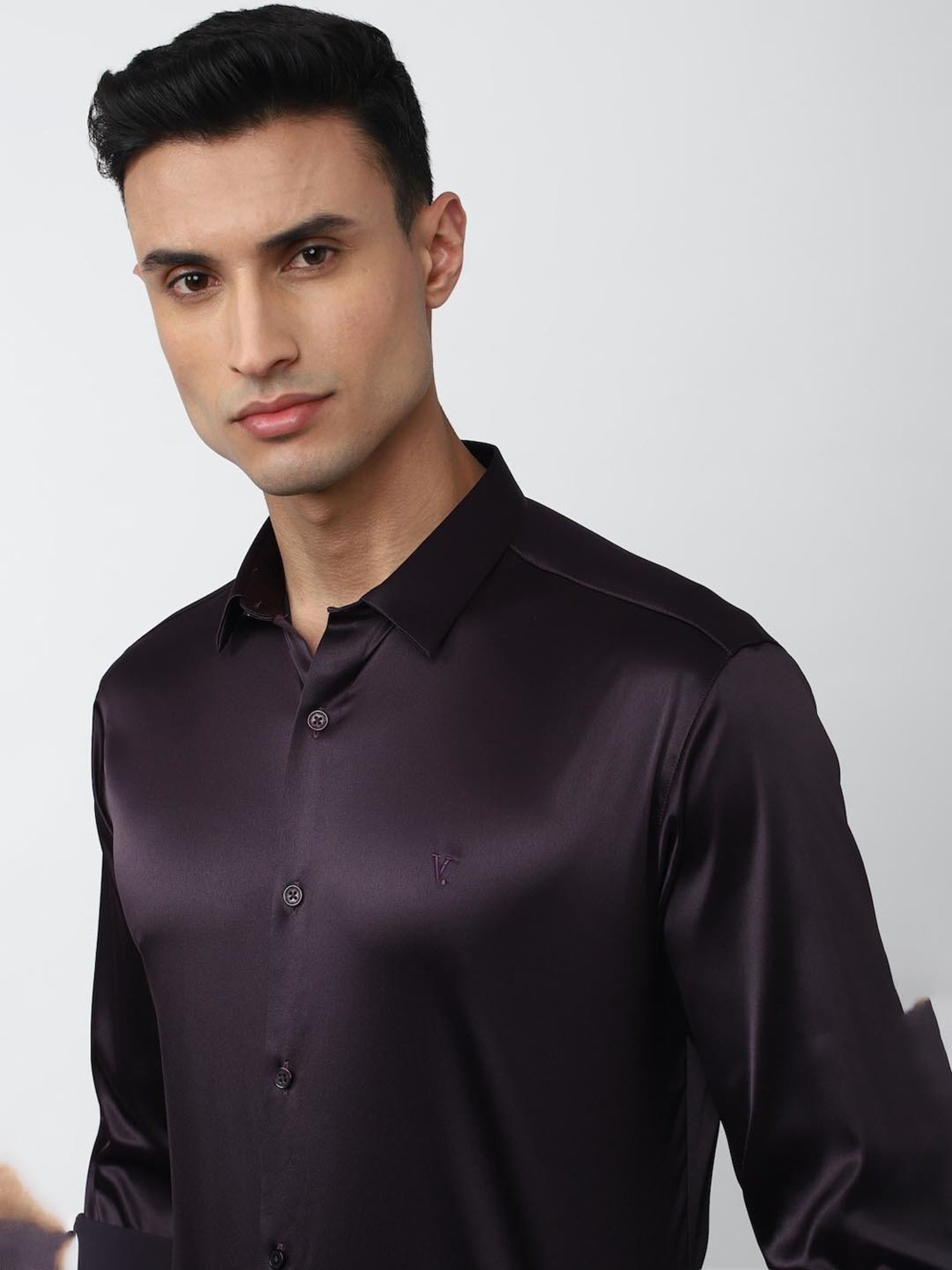 V Dot Purple Slim Fit Shirt