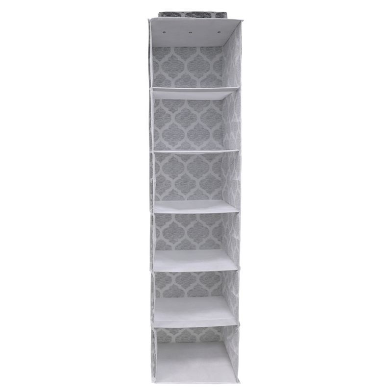 Home Basics Arabesque 6 Shelf Non-woven Hanging Closet Organizer, Grey