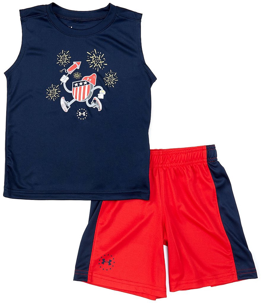 Under Armour Toddler Boys 2T-4T Americana Firecracker Tank & Racing-Stripe Shorts Set