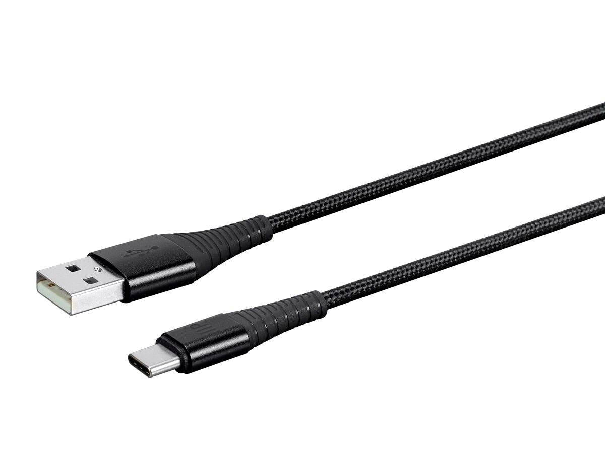 Monoprice USB 2.0 Type C to Type A Charge & Sync Cable - 1.5 Feet - Black | Nylon-Braid, Durable, Kevlar-Reinforced - AtlasFlex Series
