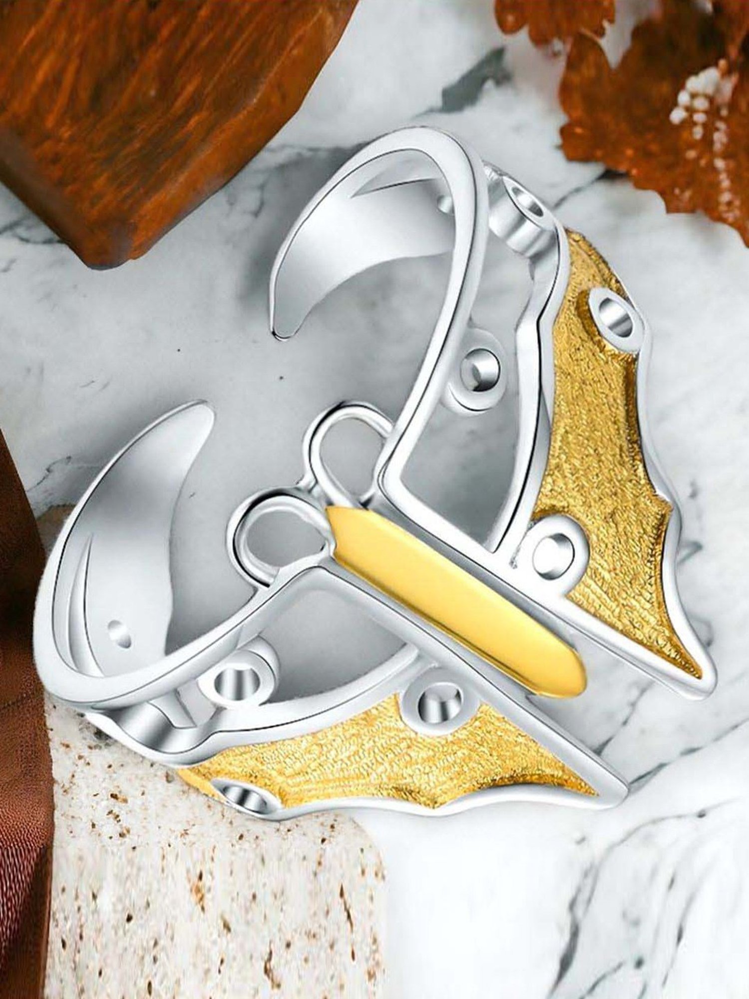 Rihi by P.C. Chandra Jewellers 925 Silver Butterfly Ring for Women & Girls