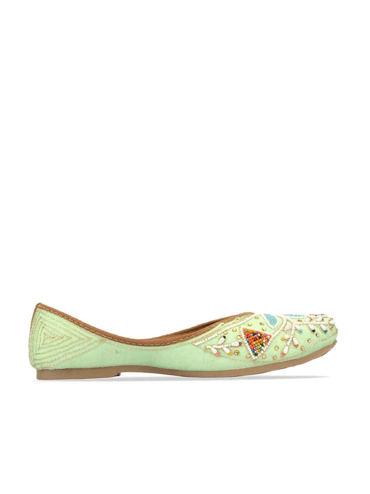 Desi Colour Women's Sea Green Ethnic Juttis