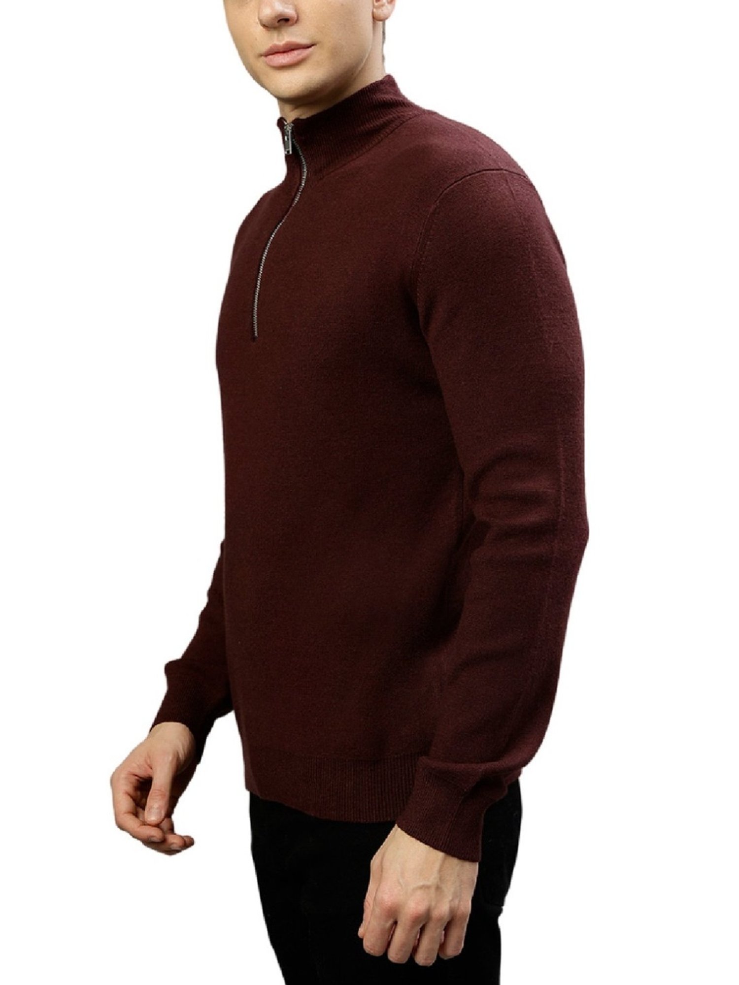 Lindbergh Maroon Regular Fit Sweaters