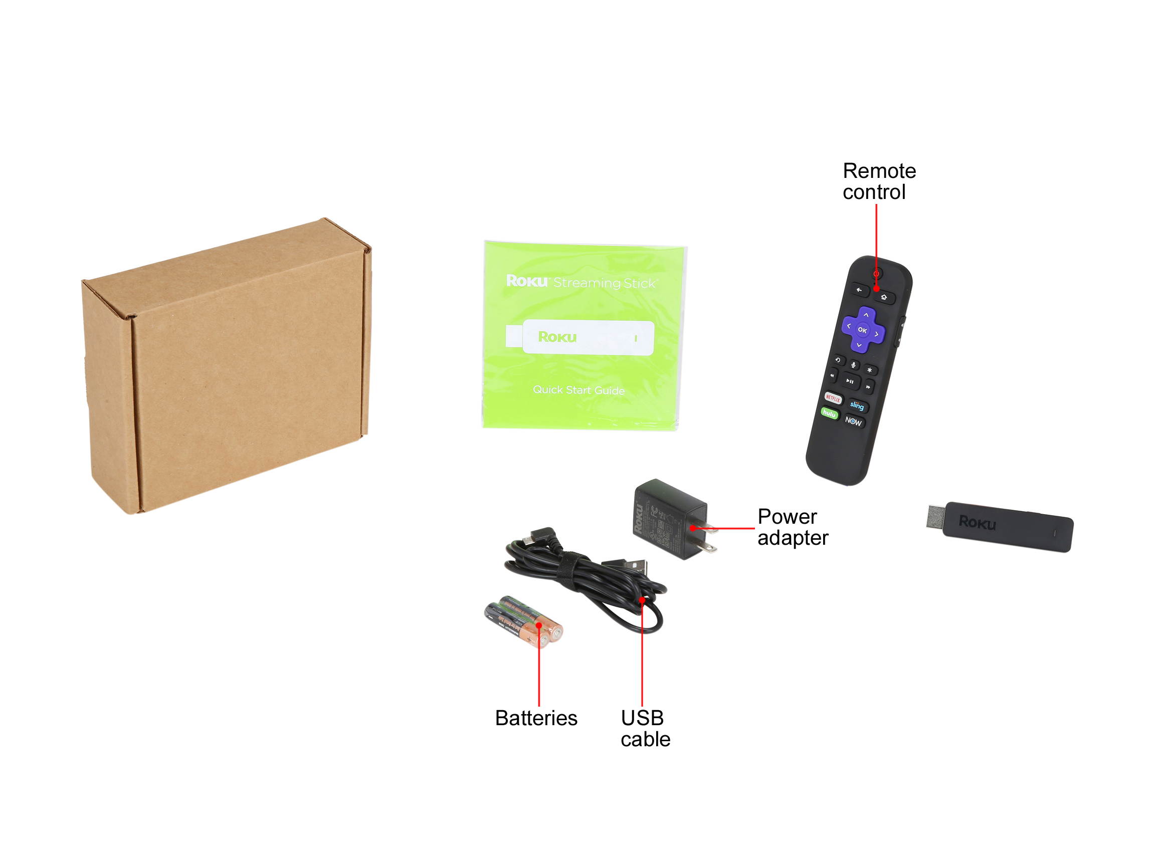 Roku Streaming Stick | Portable, Power-Packed Player with Voice Remote with TV Power and Volume (2017) (Certified Refurbished)