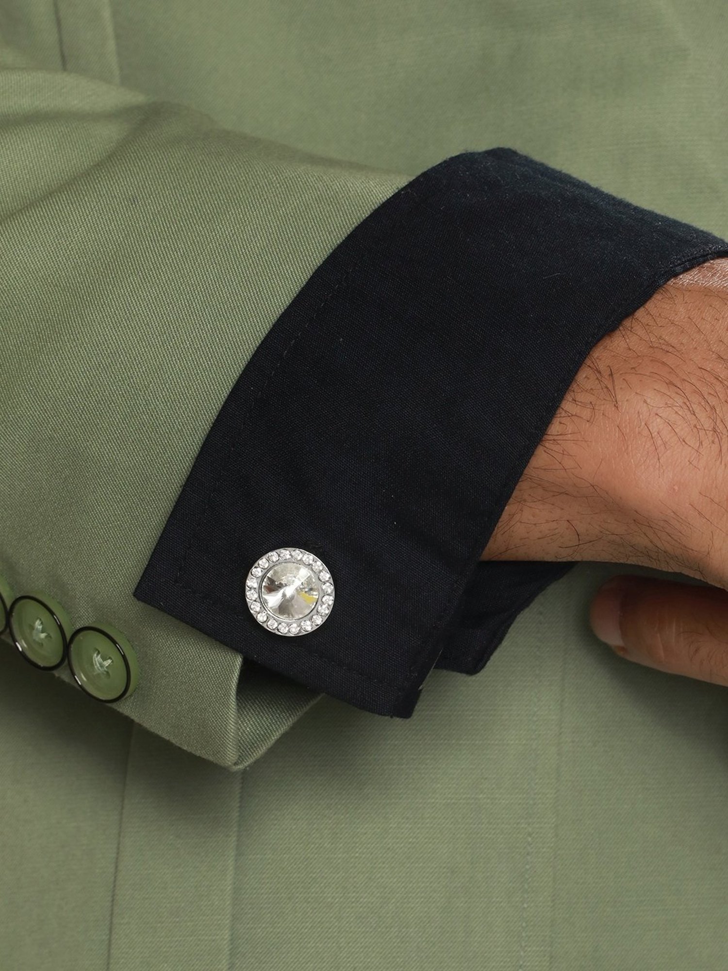 Bold by Priyaasi Halo Circle Golden Cufflinks for Men