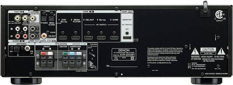 Denon AVR-S540BT 5.2 Channel 4K Ultra HD AV Receiver with Bluetooth