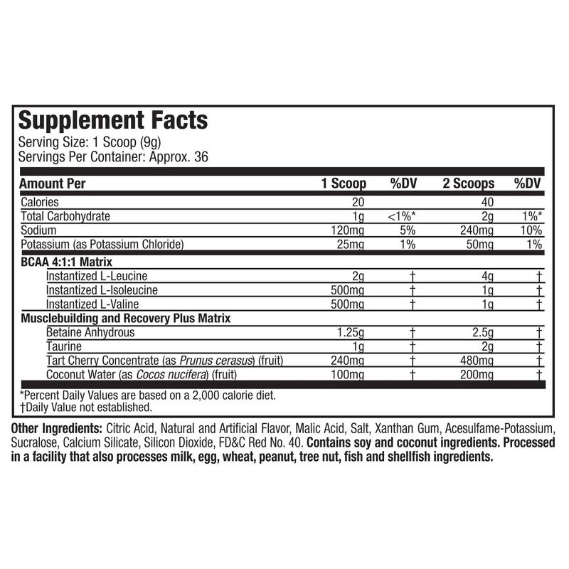 Muscletech Myobuild BCAA Amino Acids Recovery Supplement - Fruit Punch Blast - 11.71oz