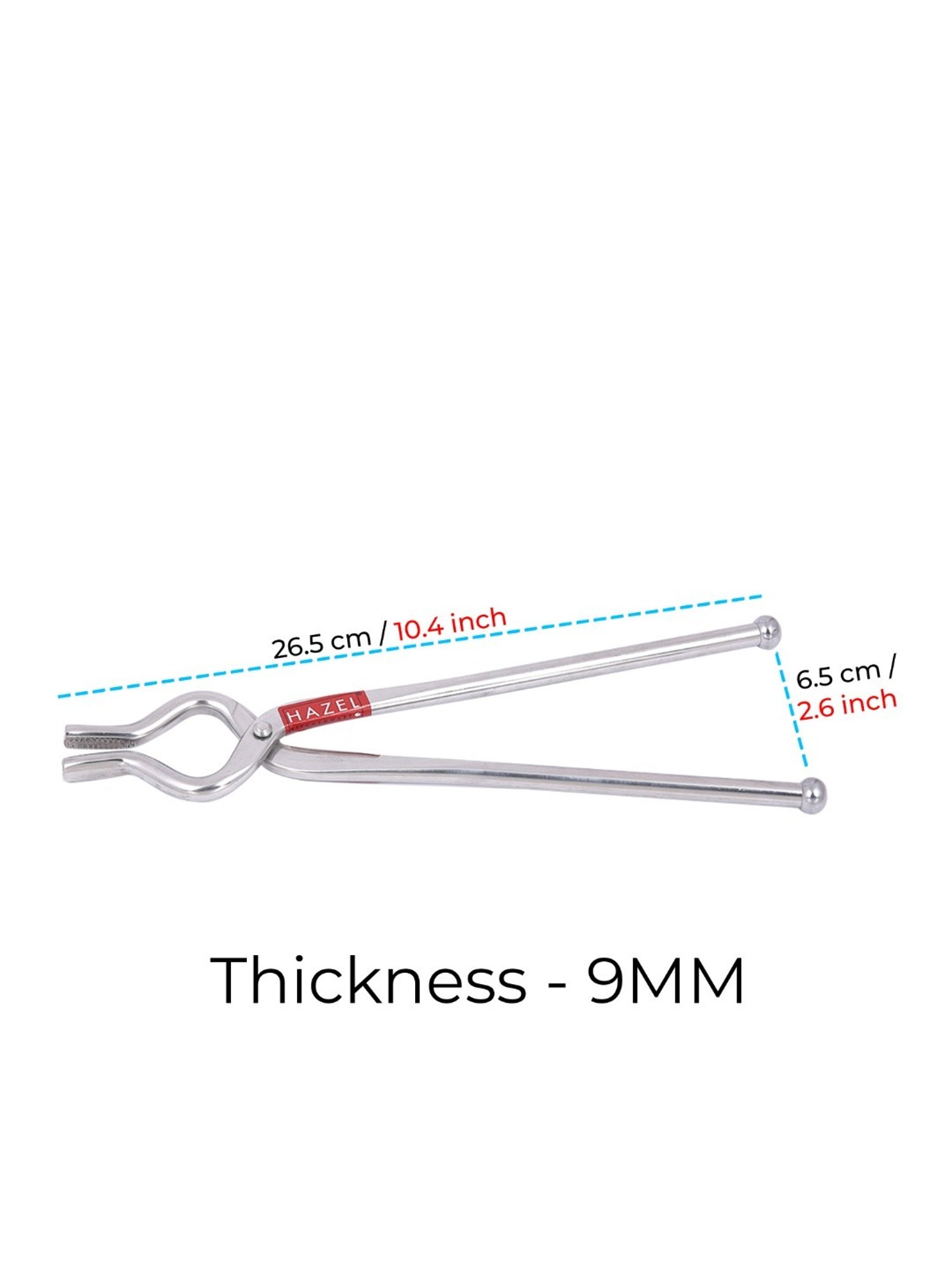 HAZEL Stainless Steel Silver Utensil Holder Pakad 9 MM Tongs for Kitchen