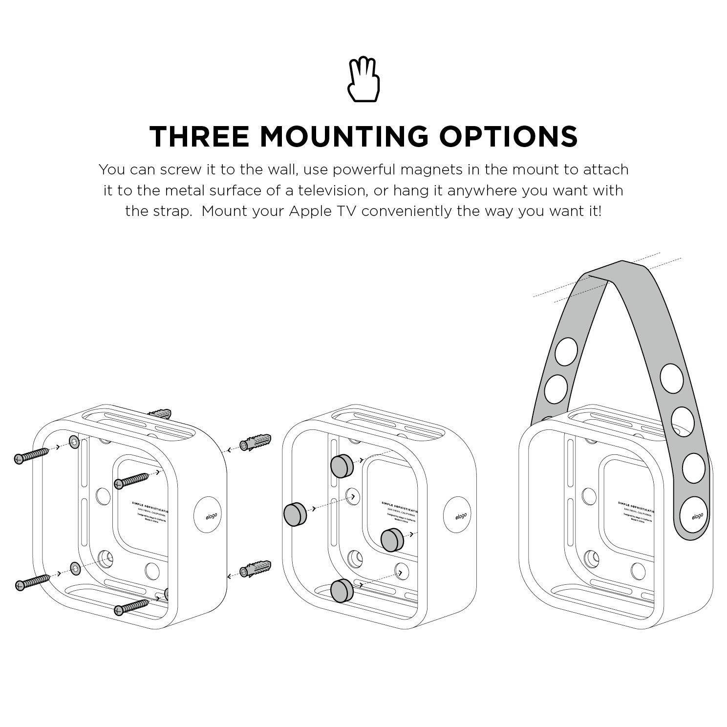elago Multi Mount + R1 Intelli Case [Plus Package][Compatible with Apple TV 4K / 4th Generation]