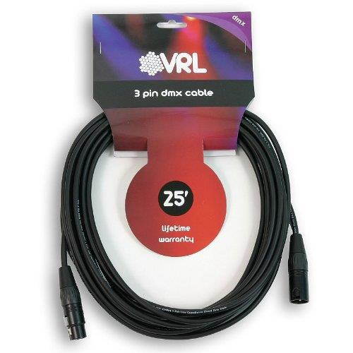 Elite Core VRL 3-Pin DMX 25' ft Pro-Lighting Shielded Cables | LED-Data | Low Capacitance | VRLDMX3P25