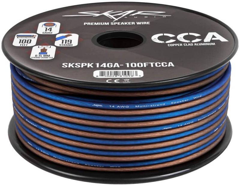 Skar Audio 14 Gauge AWG Audio Speaker Wire - 100 Feet (Blue/Brown)