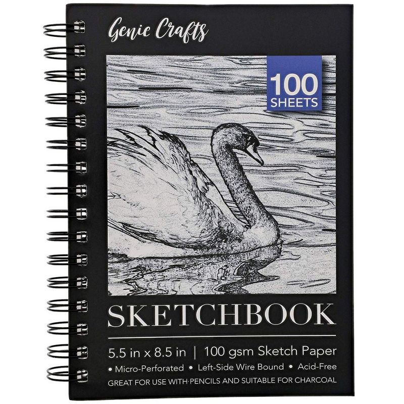 Genie Crafts 3-Pack 100 Ivory Color Sheets Art Sketchbook, Spiral Bound Drawing Sketch Pad, 8.5 x 5.5 in