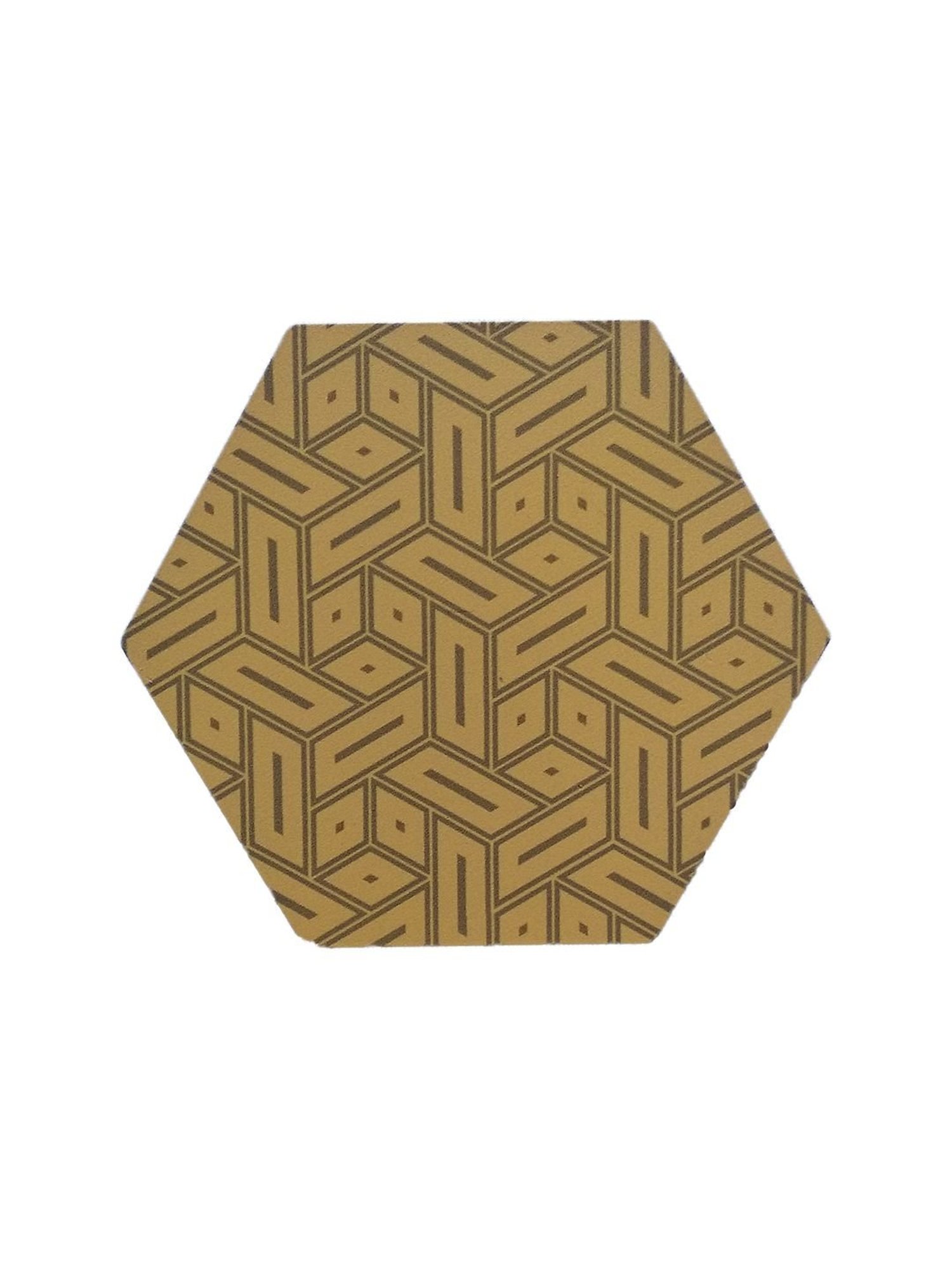 Crayton Hexagon Beige Geometric MDF Coaster - Set of 4