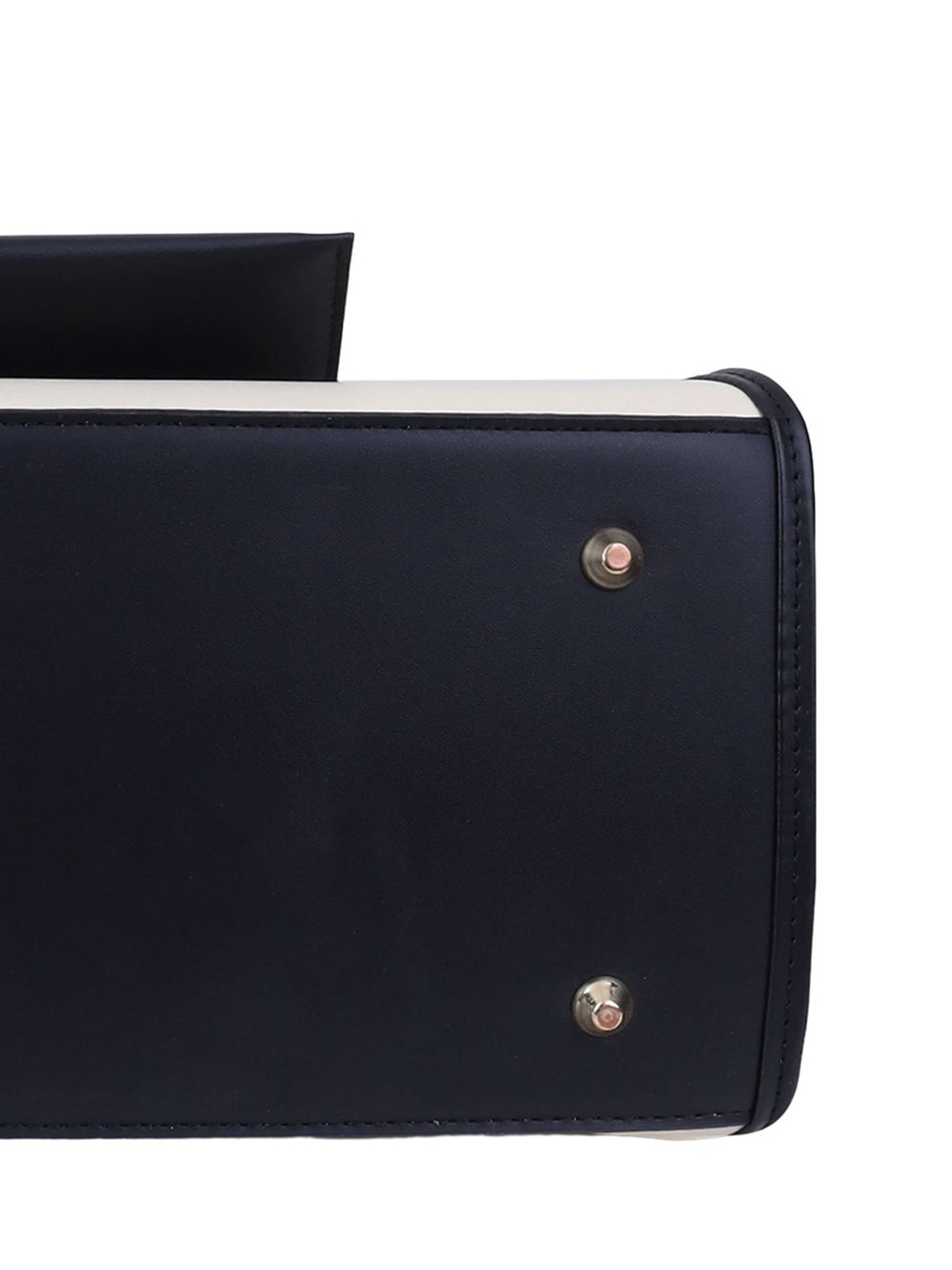 Carlton London Black & Beige Solid Medium Shoulder Handbag