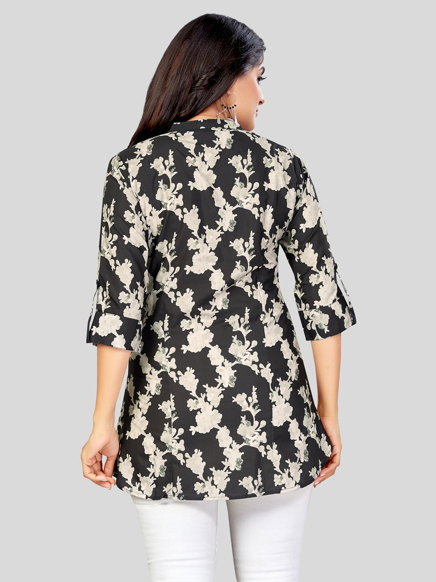 Saree Swarg Black Printed Short Kurti