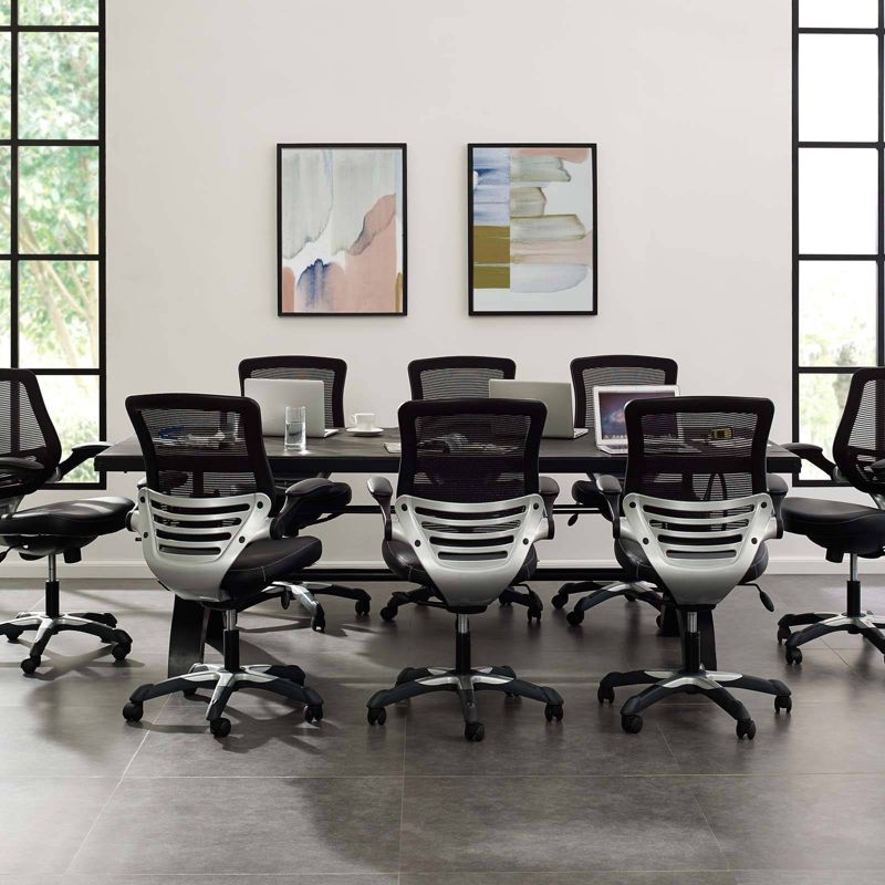 96" Genuine Crank Height Adjustable Rectangle Dining and Conference Table Black - Modway