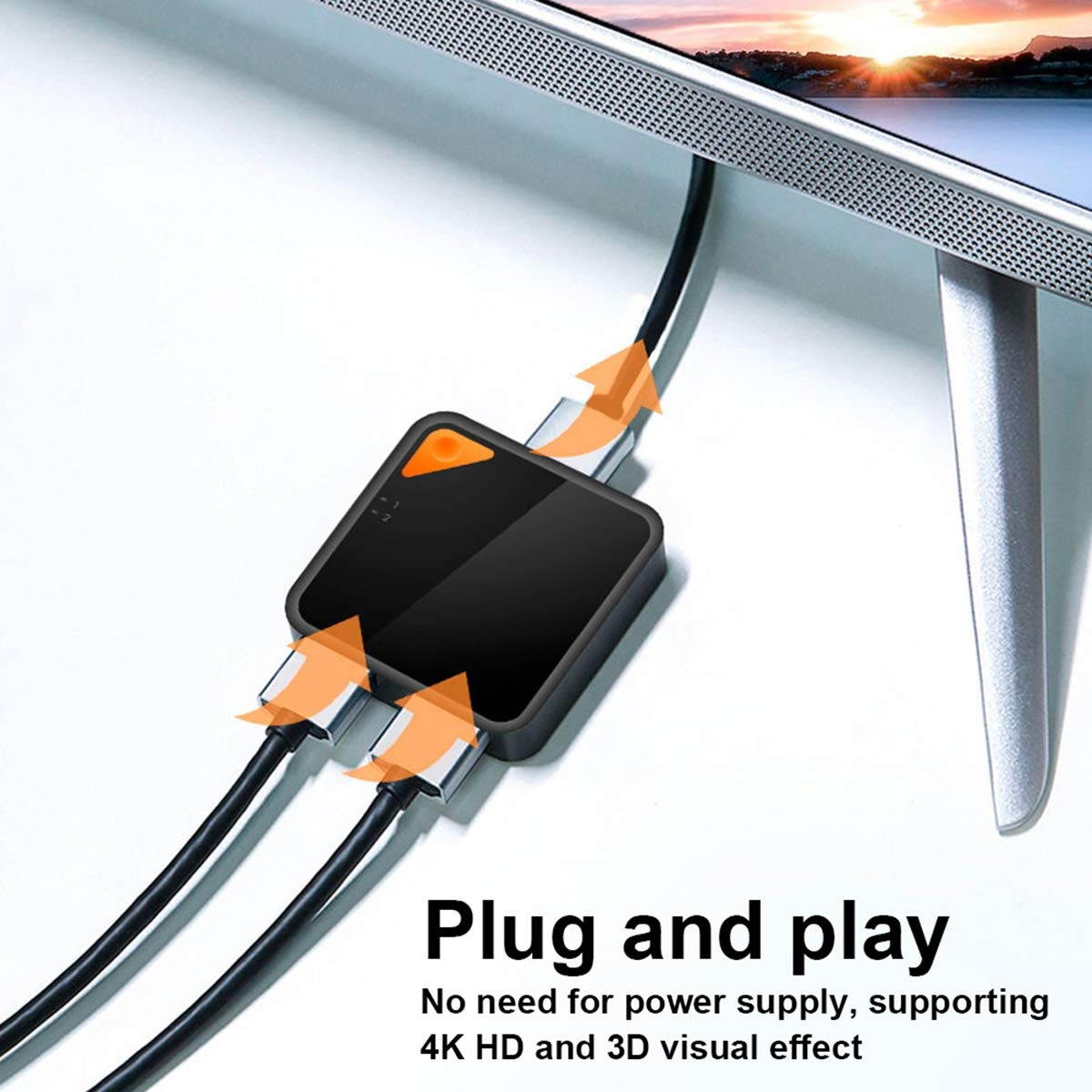SOONHUA Bi- Directional Switcher, Plug and Play 3D Visual Effect Screen Adapter 4k HD Two- Way HDMI- Compatible Splitter Suitable for Both Home and Office Use.