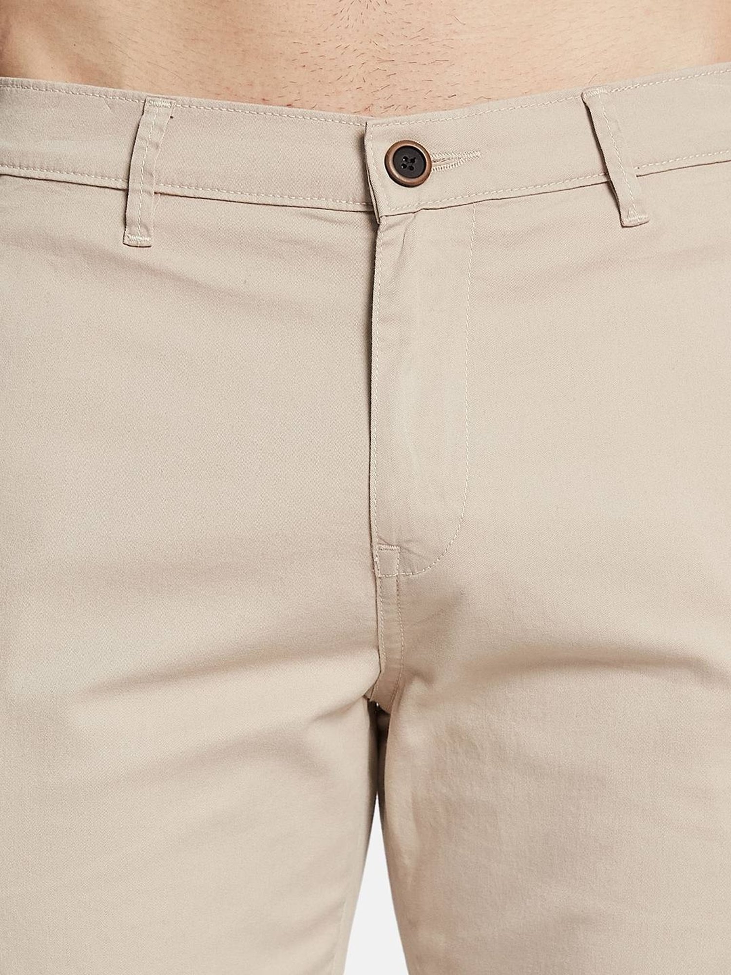 Octave Cream Cotton Regular Fit Cargo Shorts