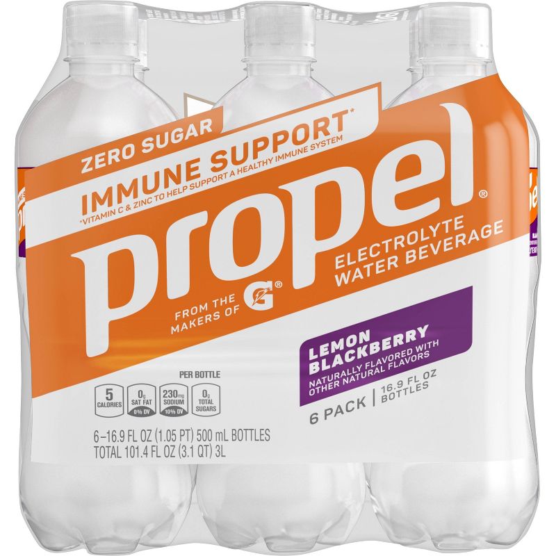 Propel Immunity Support Lemon Blackberry Water - 6pk/16.9 fl oz Bottles