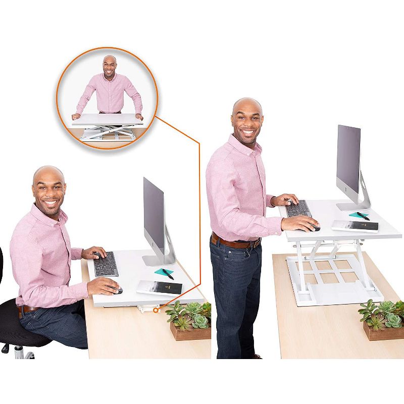 X-Elite Pro 28" Standing Desk Converter with Pneumatic Height-Adjustment - White - Stand Steady