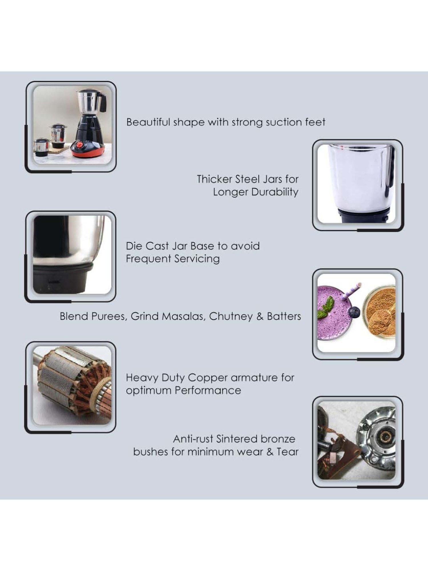 Wonderchef Capri 750W Mixer Grinder with 3 Stainless Steel Jars & 5 Years Warranty (Black & Red)