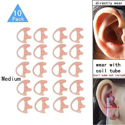 Replacement Earmold Earbud Left and Right Ear for Two Way Radio Acoustic Coil Tube Earpiece Open Ear Insert Earmould Earbuds Pink Medium Soft Silicone Material 10 Pairs