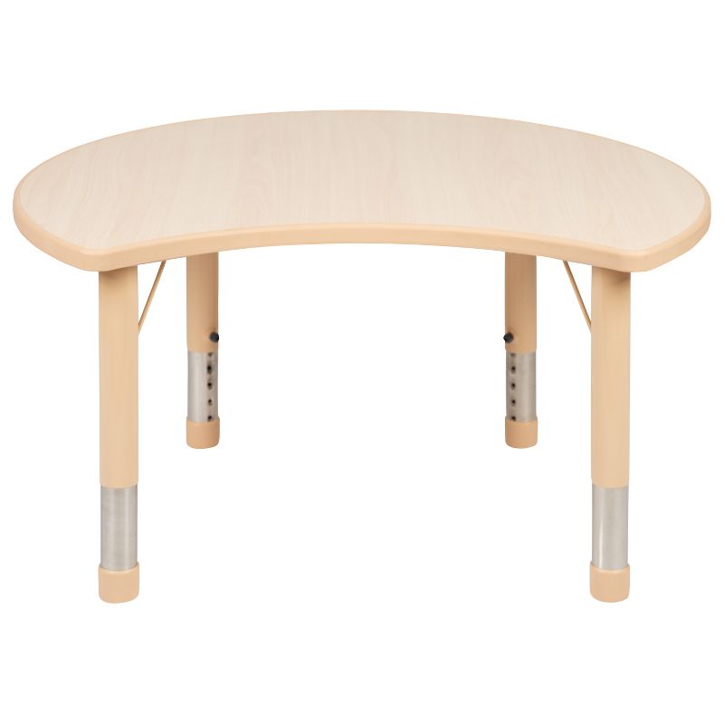 Emma and Oliver 25.125"W x 35.5"L Crescent Natural Plastic Adjustable Activity Table-Seats 4