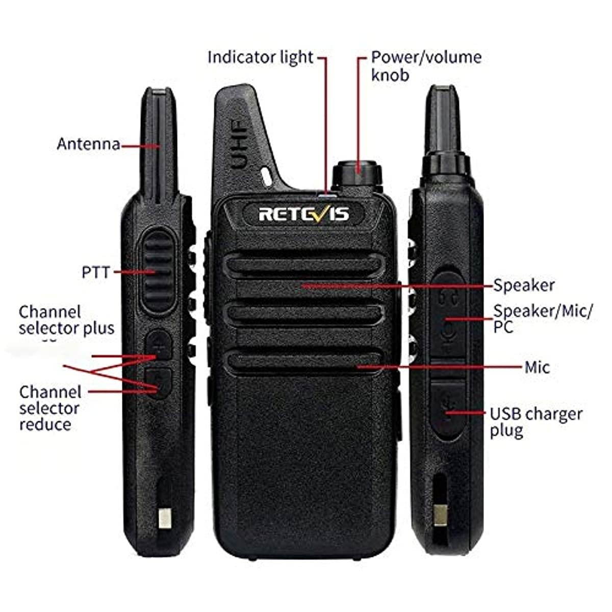 Retevis RT22 Walkie Talkies Rechargeable Hands Free 2 Way Radios Two-Way Radio(6 Pack) with 6 Way Multi Gang Charger