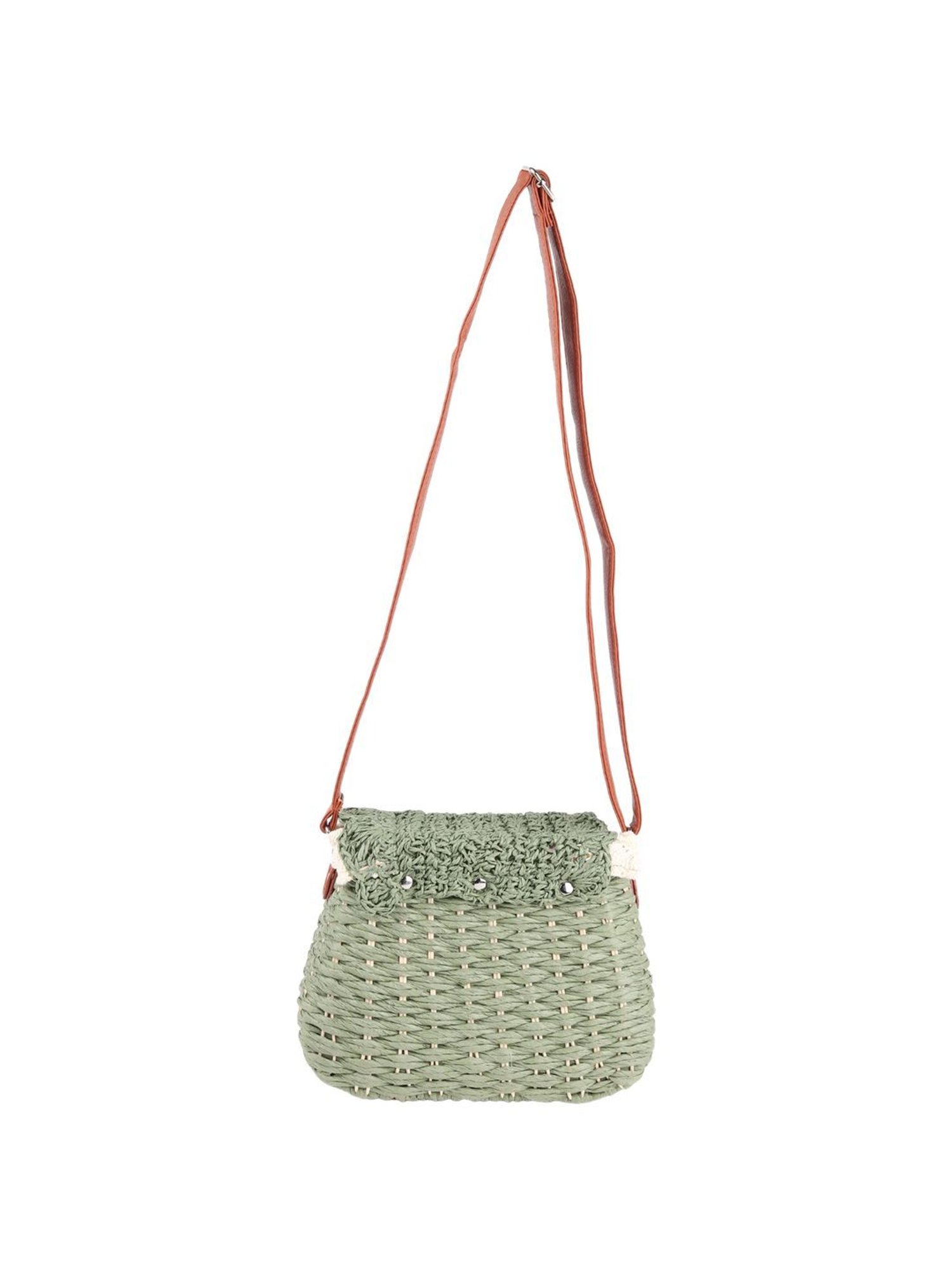 Odette Green Woven Sling Handbag