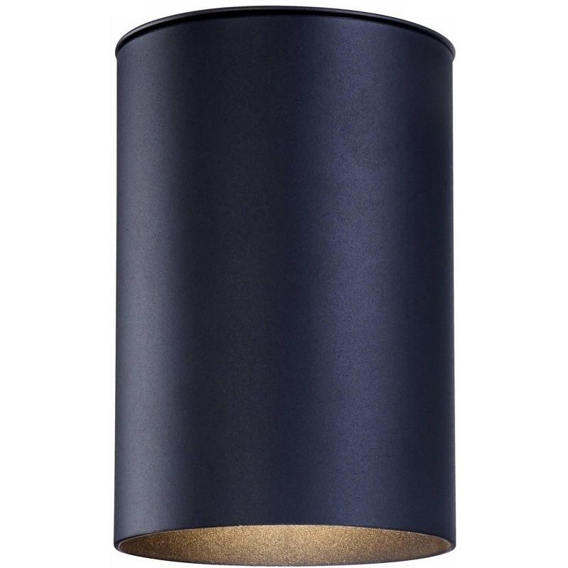 Possini Euro Design Modern Outdoor Wall Light Fixture LED Black 7 1/2" Cylinder Downlight for Exterior House Porch Patio Deck