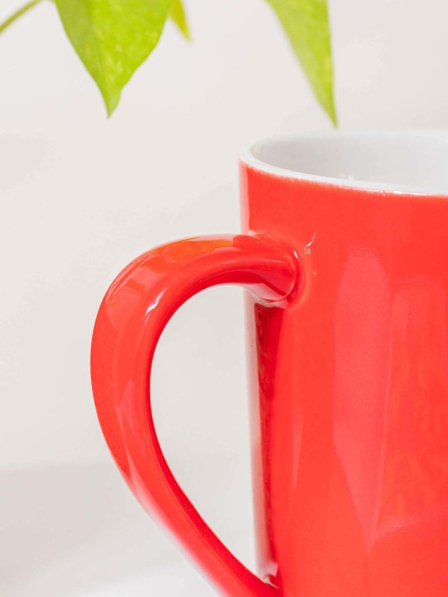 Nestasia Premium Quality Microwave Safe Bright Red & White Glossy Ceramic Mug, 350ml