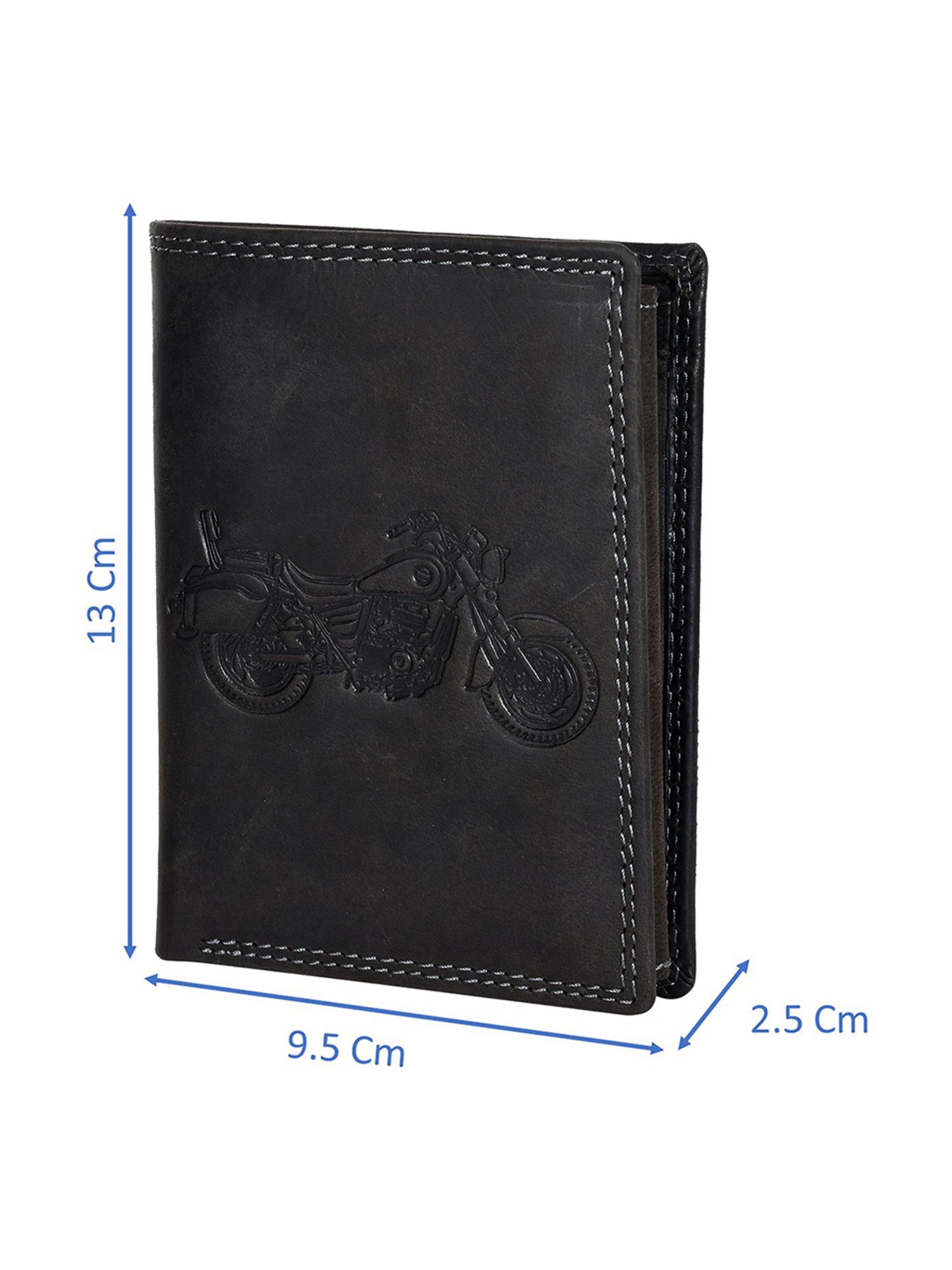SASSORA Black ARLO Textured Small Leather Bi-Fold Wallet