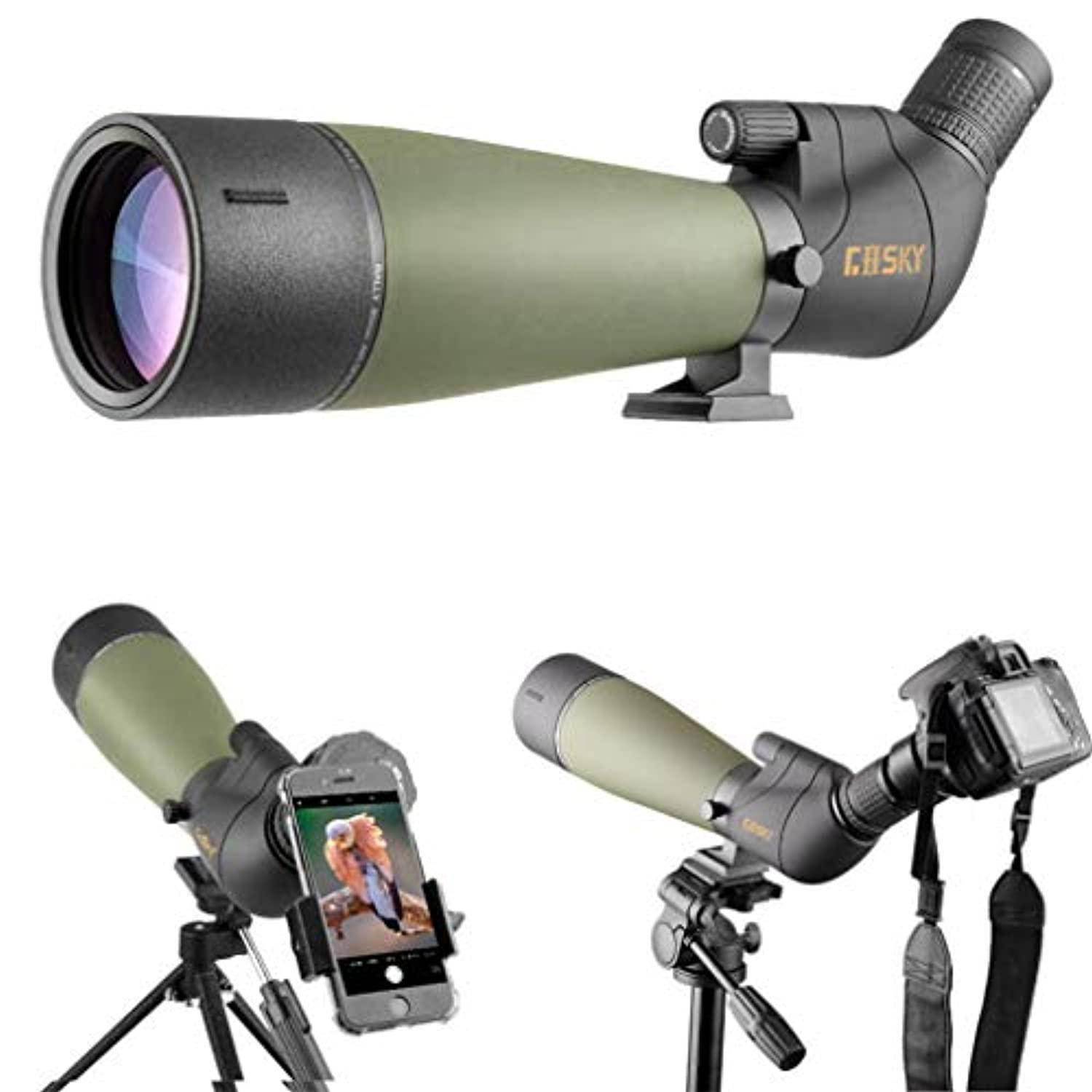 gosky 2019 updated newest spotting scope with tripod, carrying bag - bak4 angled scope  shooting hunting bird watchin