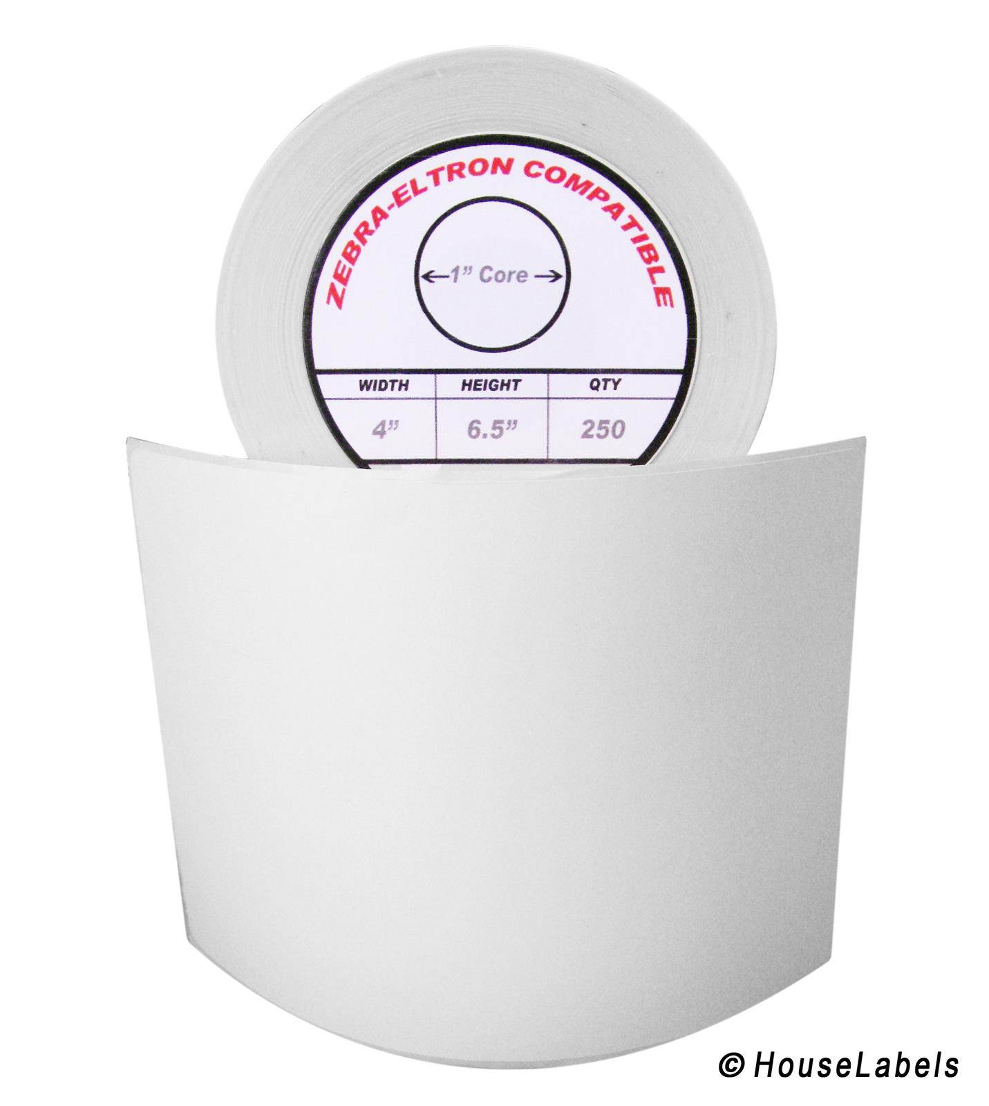 Zebra/Eltron-Compatible 4 x 6.5 Labels (4" x 6-1/2") -- BPA Free! (15 Rolls; 250 Labels per Roll)