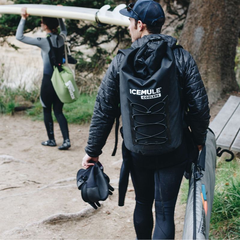 IceMule 1014-BK Pro Large Collapsible Portable Soft Sided Roll Top 23 Liter 18 Can Lightweight Insulated Waterproof Leak Proof Backpack Cooler Bag